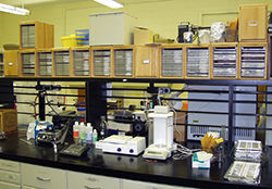 Lab space showing slide storage